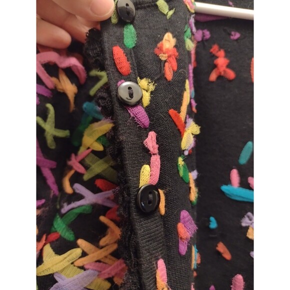 Michael Simon Ribbon Sweater Criss Cross Ribbon Cardigan Art To Wear S - Picture 10 of 12